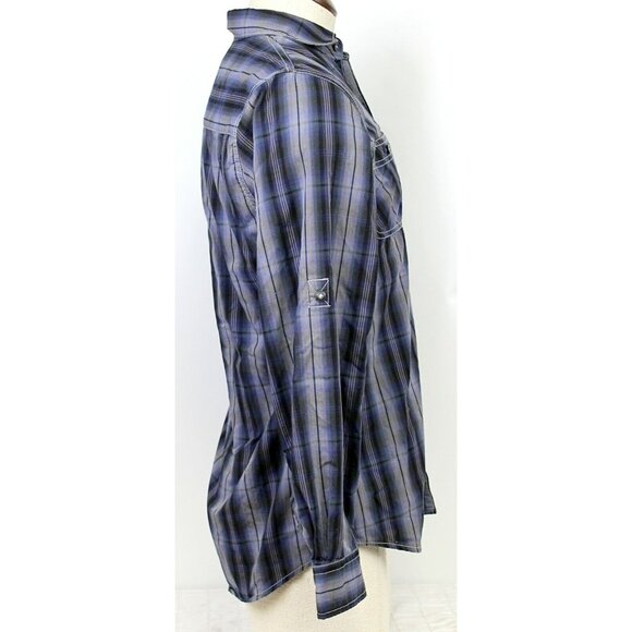 Michael Brandon Sz S Blue Plaid Button Up Shirt Mens Casual Everyday Long Sleeve - Picture 4 of 6